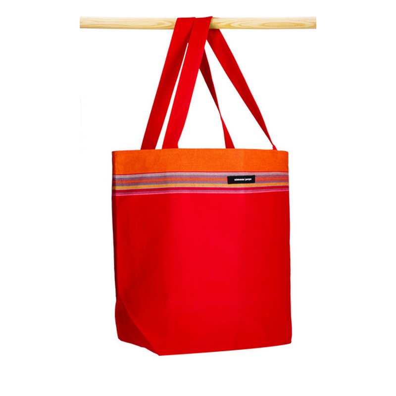 Borsa rossa in cotone kikoy del Kenya con tasca interna, utilizzabile come borsa spiaggia