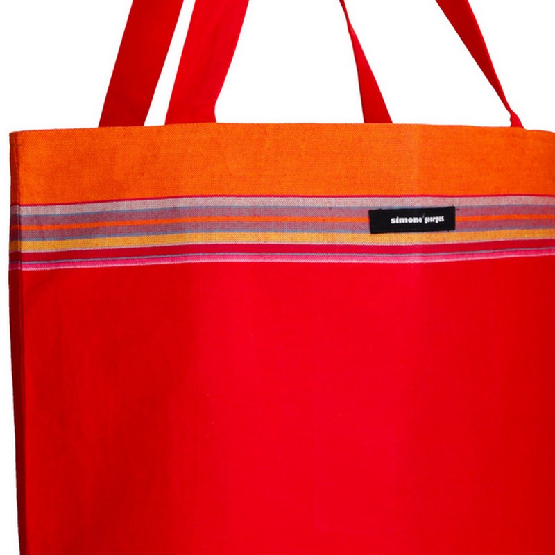 Borsa rossa in cotone kikoy del Kenya con tasca interna, utilizzabile come borsa spiaggia