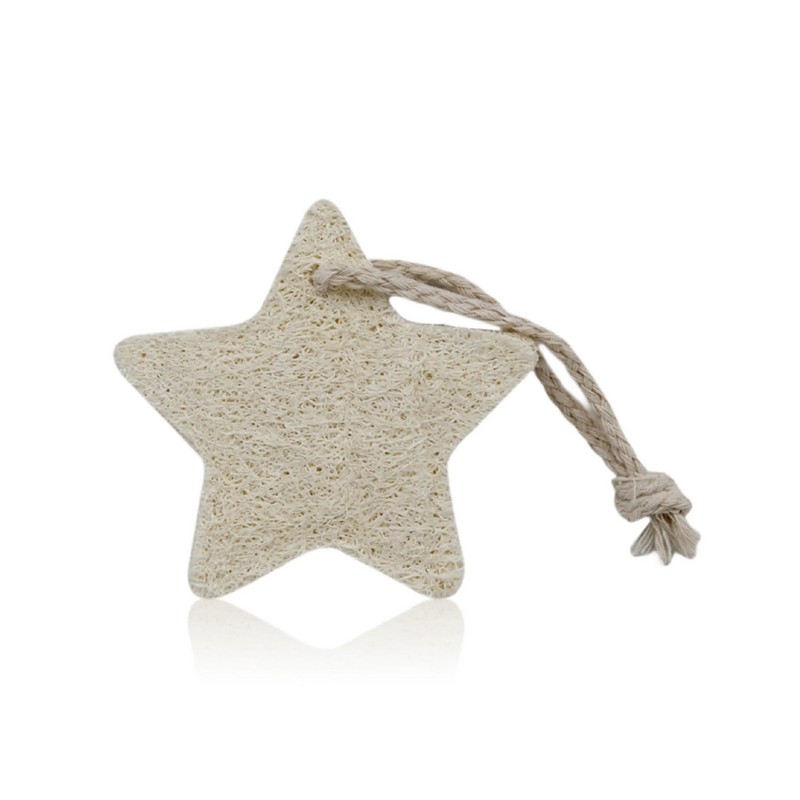 Spugna stella in luffa naturale con laccio per essere appesa