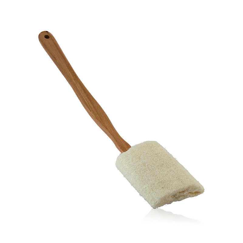 Spugna in luffa naturale con manico removibile in legno