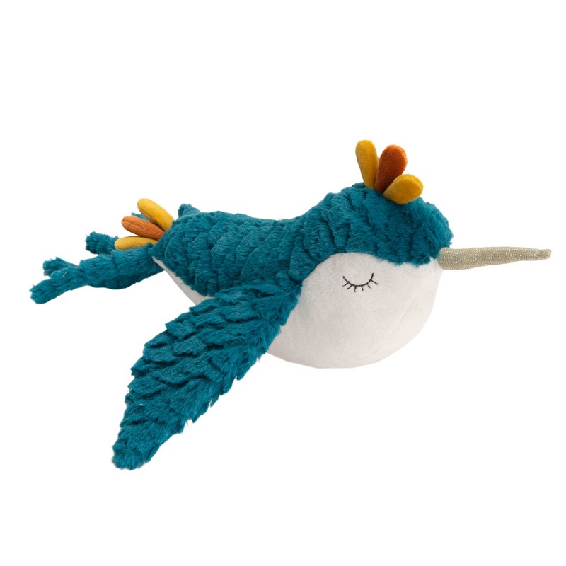 Peluche colibrì blu morbido