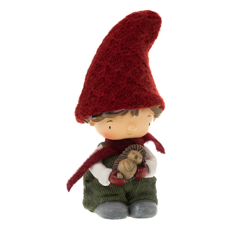 Gnomo decorativo con riccio e cappello, perfetto come decoro autunnale