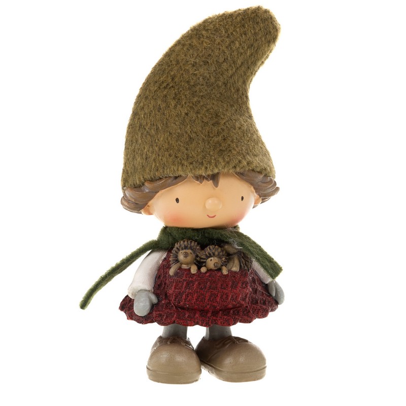 Gnoma decorativa con ricci e cappello, perfetto come decoro autunnale