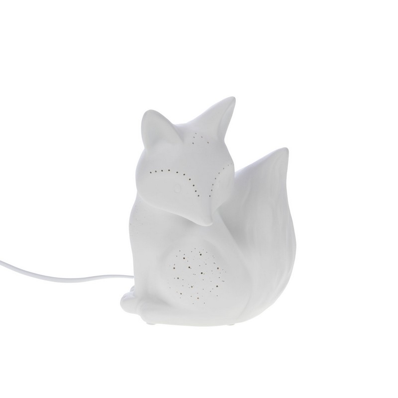 Lampada a forma di volpe in porcellana, perfetta per camerette e appassionati di animali