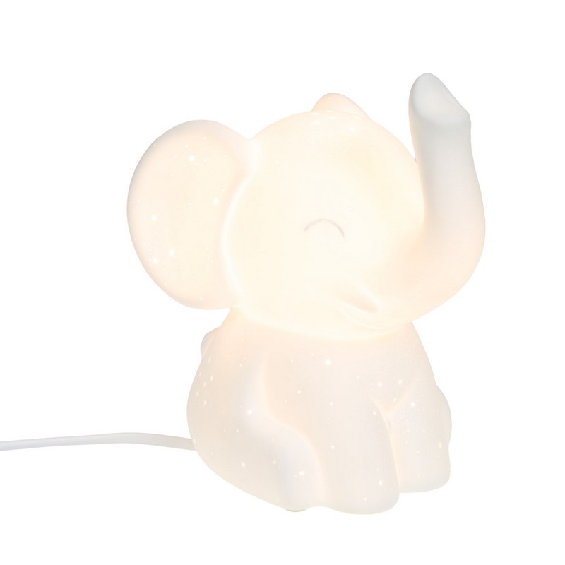 Lampada a forma di elefante in porcellana, perfetta per camerette e appassionati di animali