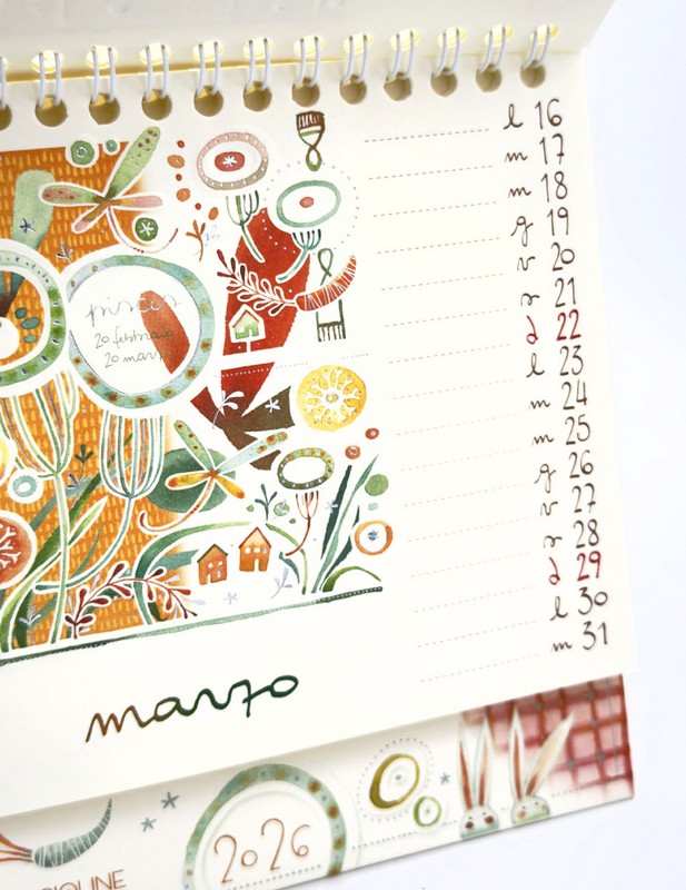 Calendario da tavolo decorato 2026