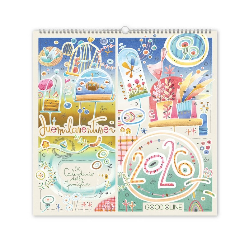 Calendario da parete formato famiglia illustrato 2026