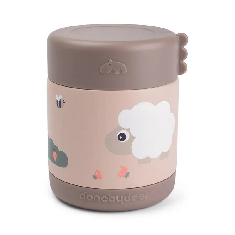 Contenitore termico alimentare in acciaio inossidabile per bambini rosa decorato con maiale e pecora, con chiusura ermetica e di dimensioni portatili