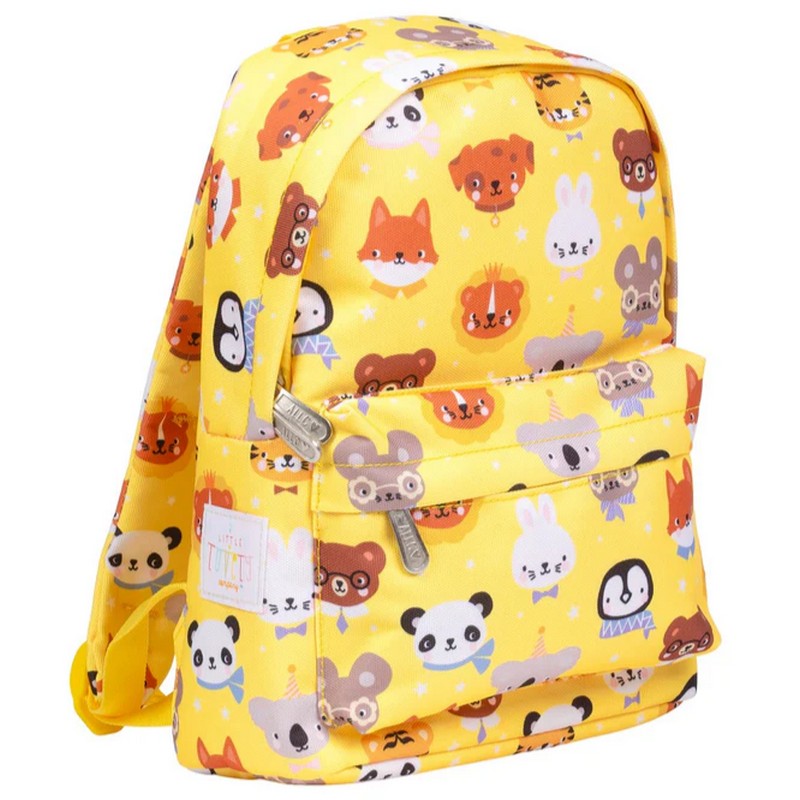 Zaino per bambini giallo decorato con animali