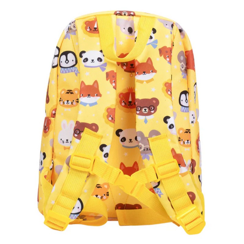 Zaino per bambini giallo decorato con animali