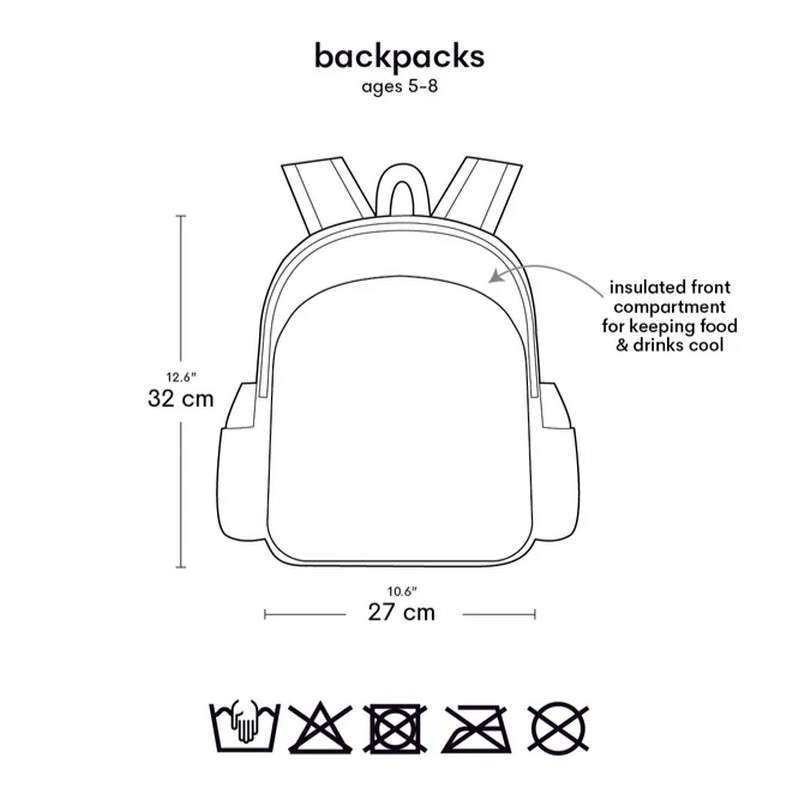 Zaino con tasca termica per bambini viola decorato con unicorni