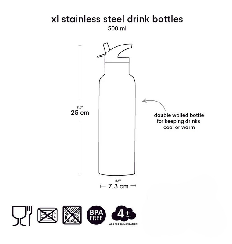 Borraccia termica nera per bambini con cannuccia decorata con galassia con animali da 500 ml