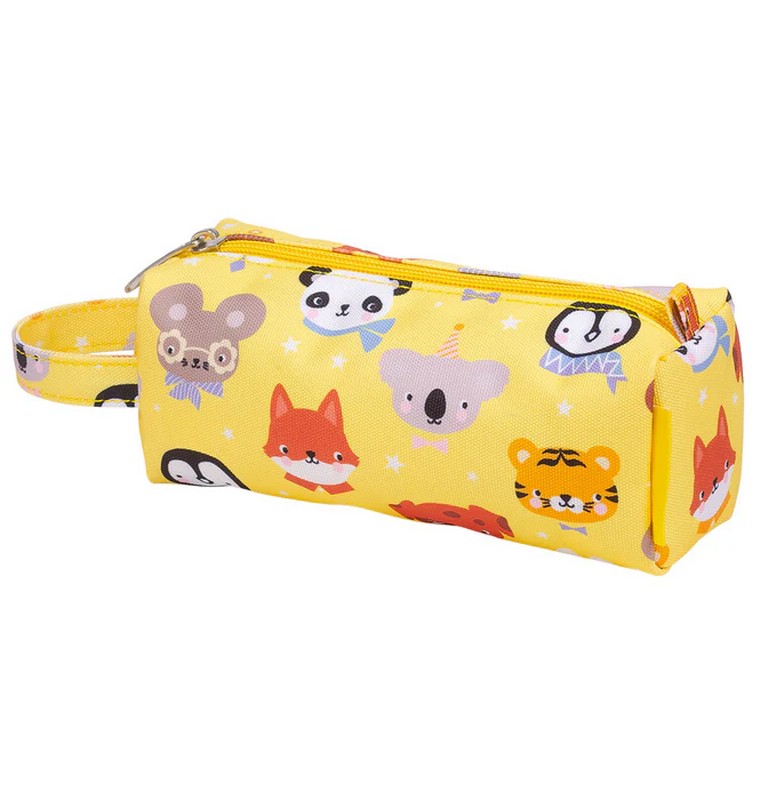 Astuccio per bambini giallo decorato con animali