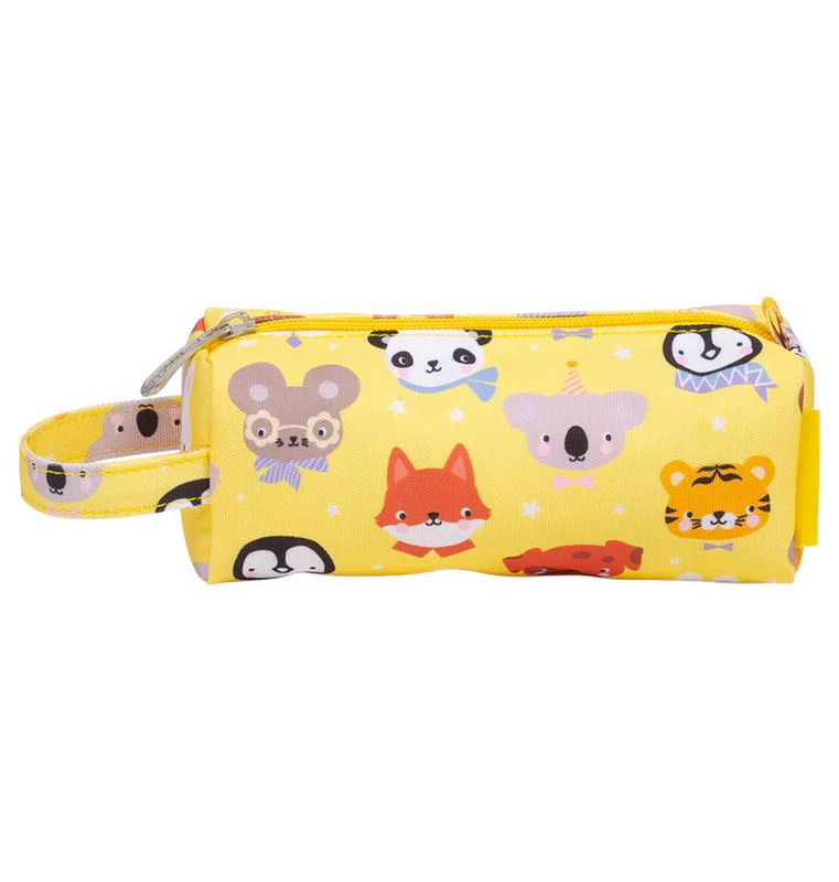 Astuccio per bambini giallo decorato con animali
