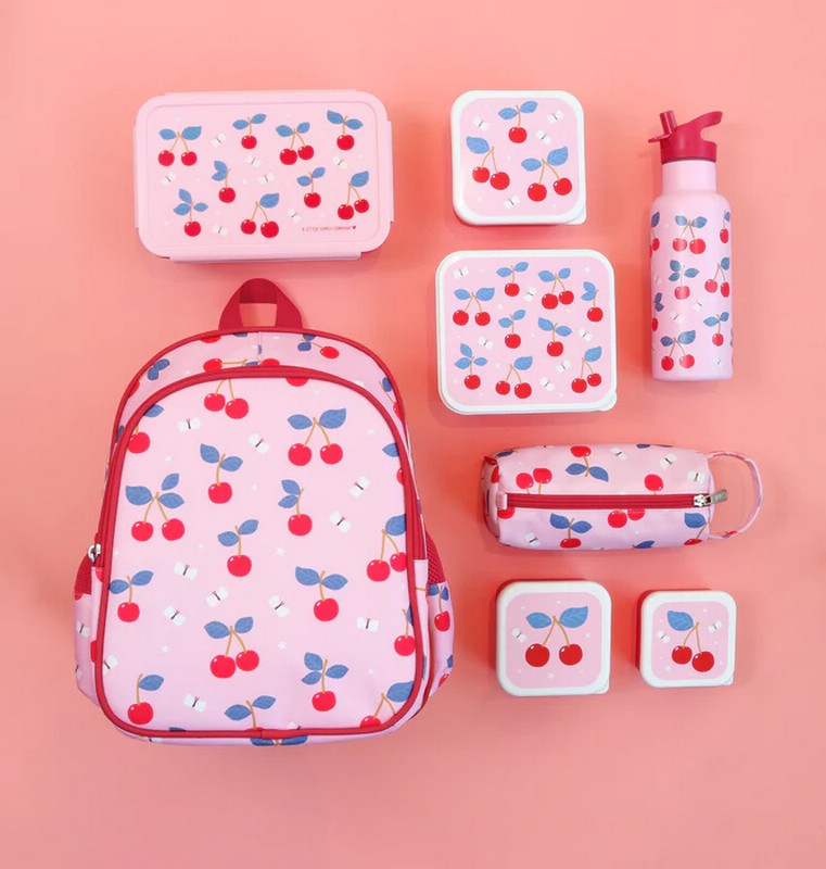 Astuccio per bambini rosa decorato con ciliegie