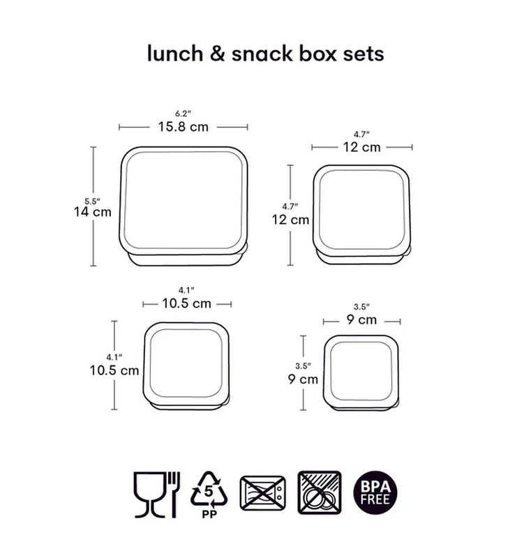 Set 4 contenitori porta merenda rosa per bambini decorati con ciliegie