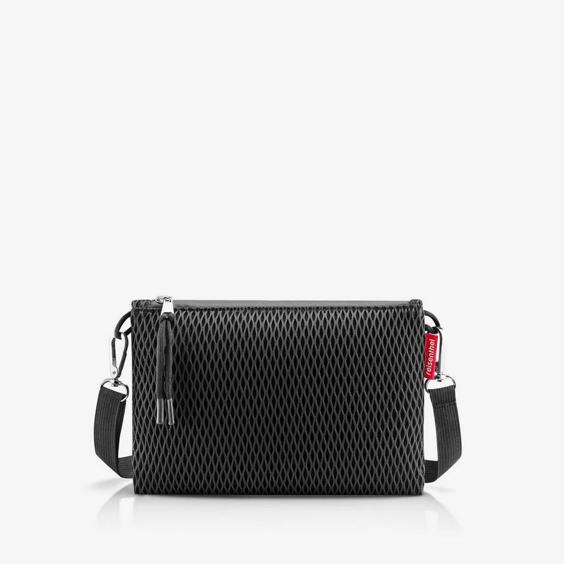 Borsa a tracolla ultraleggera in tessuto mesh nero