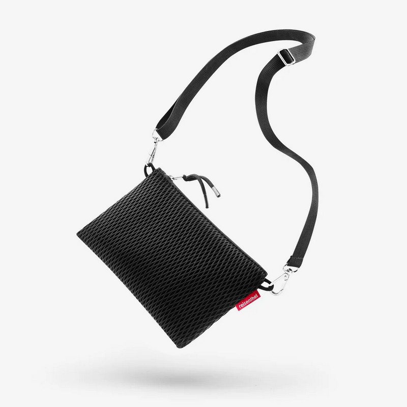Borsa a tracolla ultraleggera in tessuto mesh nero