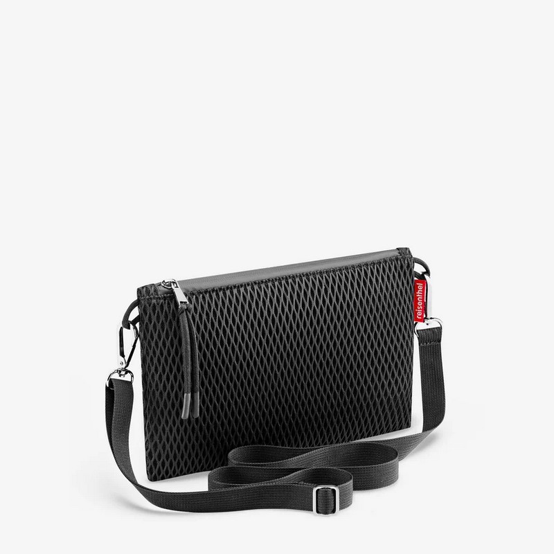 Borsa a tracolla ultraleggera in tessuto mesh nero