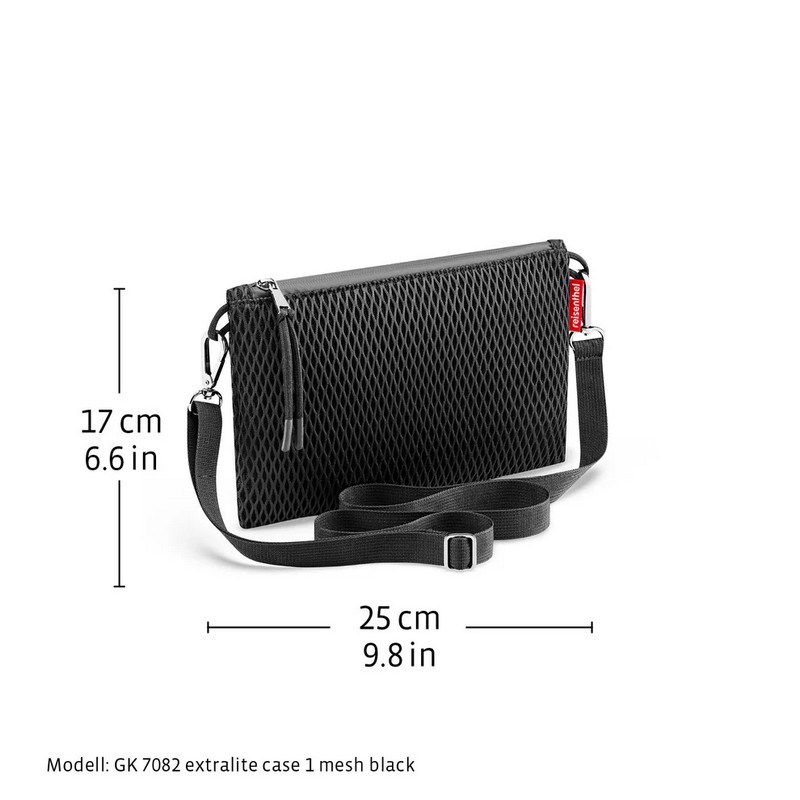 Borsa a tracolla ultraleggera in tessuto mesh nero