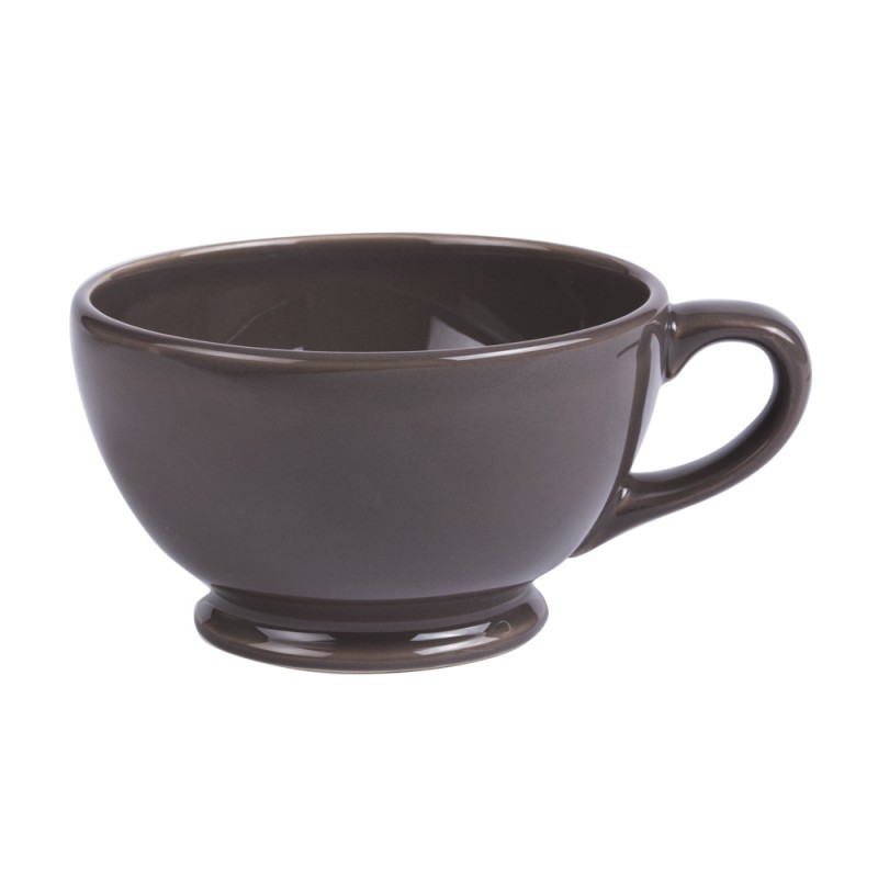 Tazza da colazione larga a ciotola in ceramica color antracite con manico