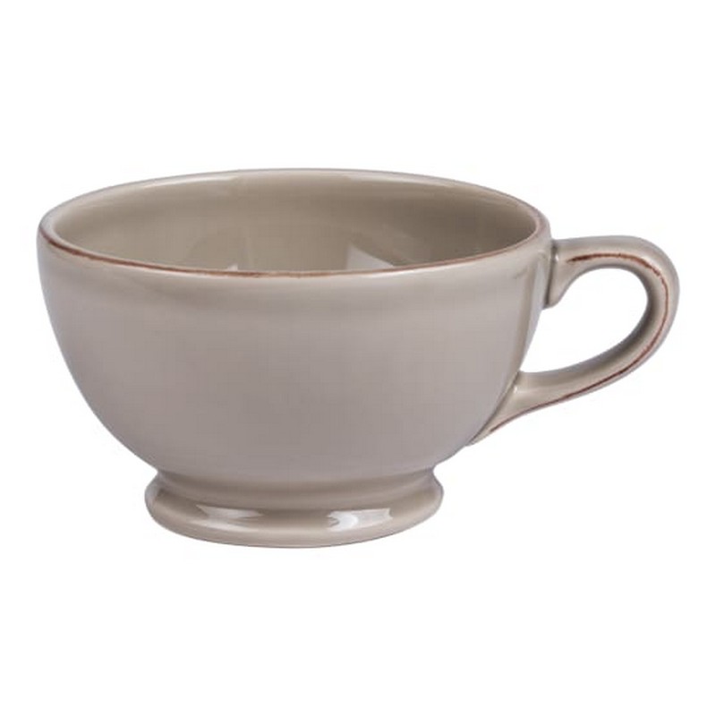 Tazza da colazione larga a ciotola in ceramica grigia con manico