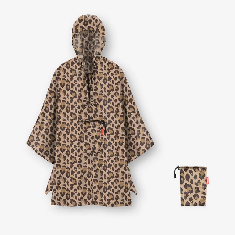 Poncho da viaggio richiudibile leopardato, salvaspazio e utilissimo da riporre in valigia