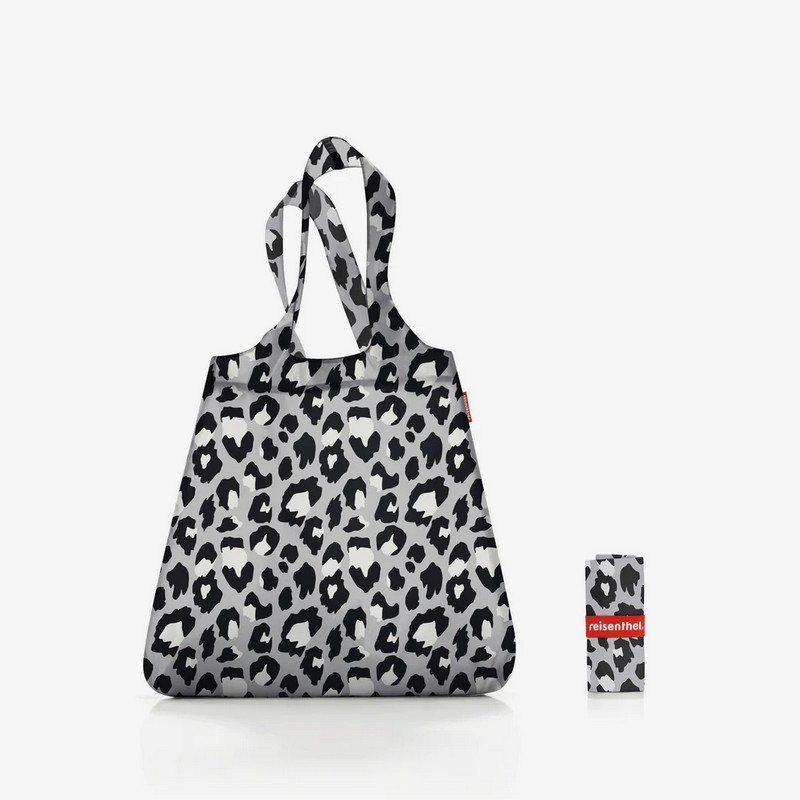 Borsa spesa pieghevole leopardata grigia con elastico