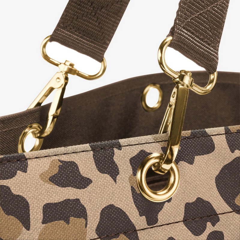 Borsa shopper XL leopardata adatta a spesa, viaggi, escursioni e spiaggia, con chiusura a zip