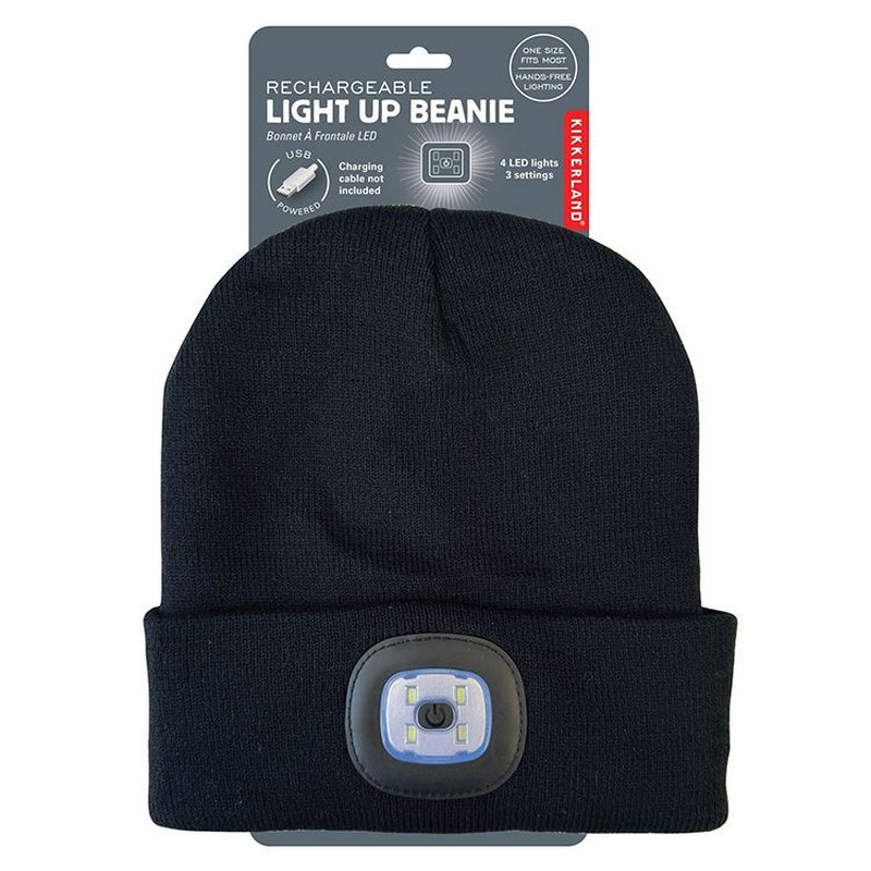 Cuffia nera con luce ricaricabile con 3 intensità, perfetta illuminare a mani libere