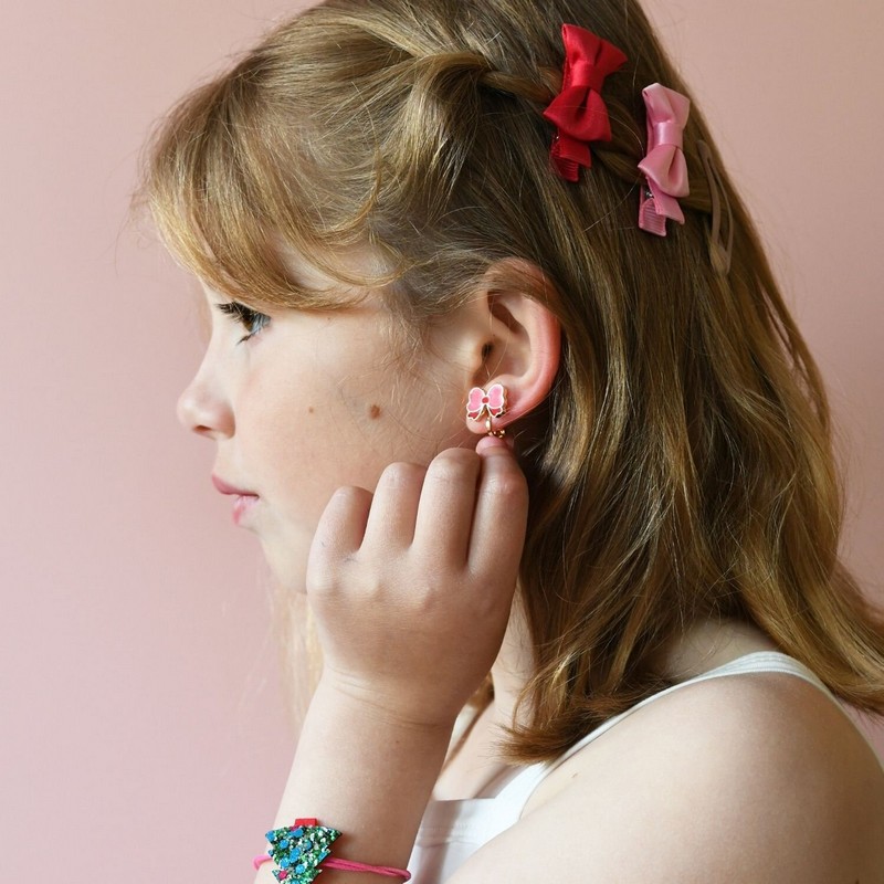Set 8 orecchini natalizi a clip per bambina, non necessitano di fori