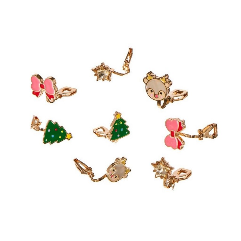 Set 8 orecchini natalizi a clip per bambina, non necessitano di fori