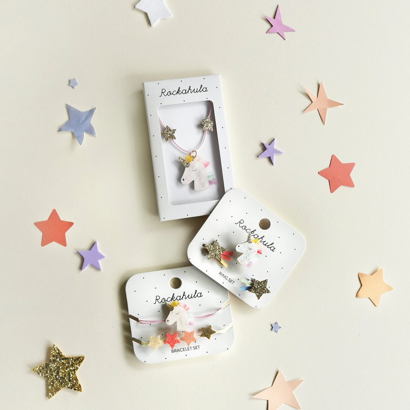 Set braccialetti unicorno per bambina regolabili in feltro