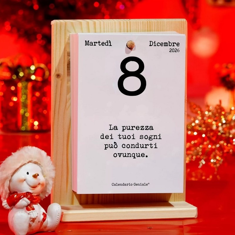Calendario geniale 2026 con supporto in legno di abete, il calendario giornaliero con una frase motivazionale al giorno e tanti bonus digitali