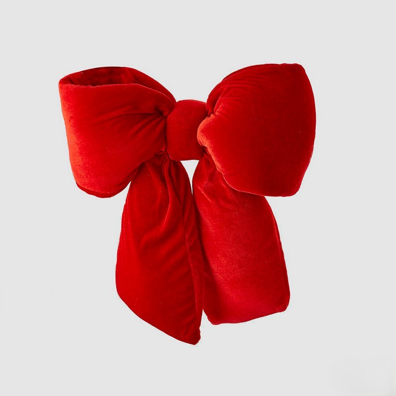 Fiocco rosso natalizio in velluto decorativo, utilizzabile come puntale dell'albero di Natale