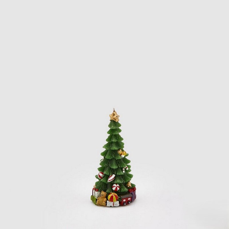 Candela a forma di albero di Natale con regali
