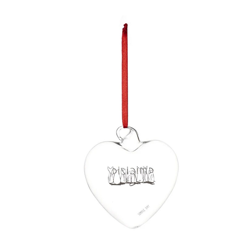 Cuore in vetro borosilicato con scritta 