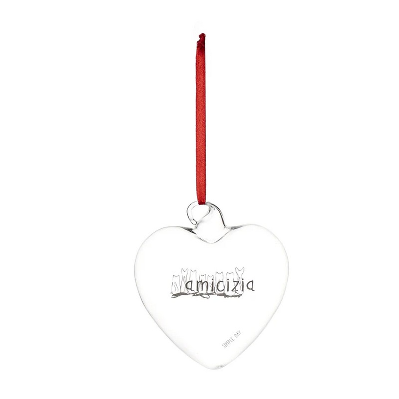 Cuore in vetro borosilicato con scritta 