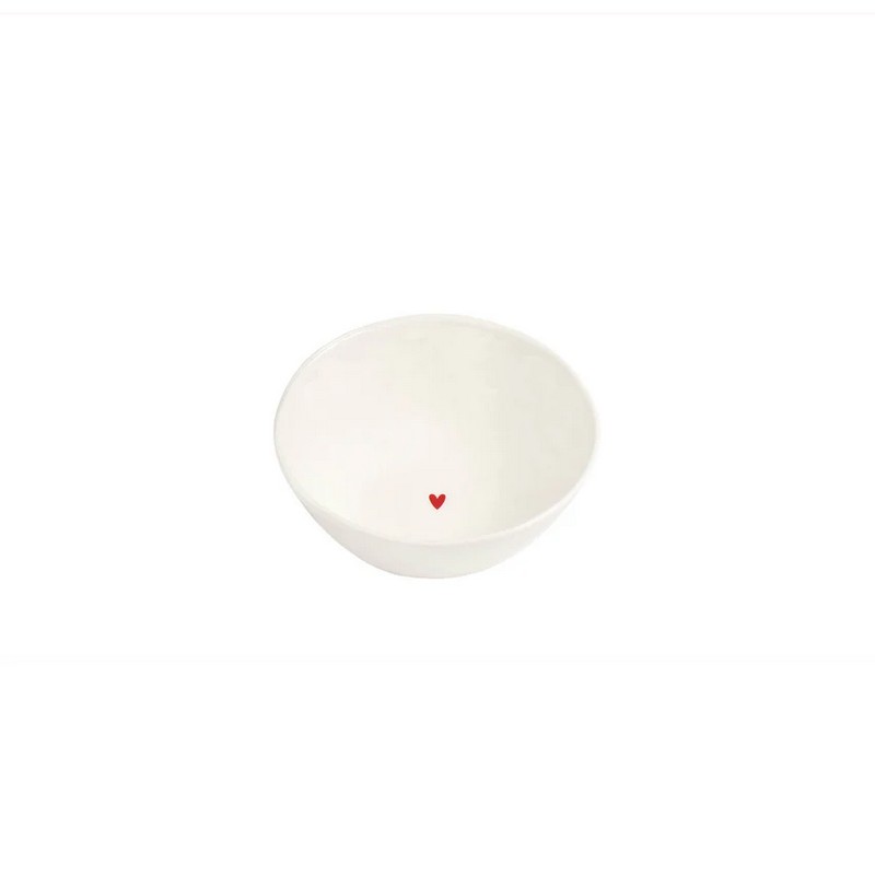Set 4 coppette in gres bianco decorate con cuore