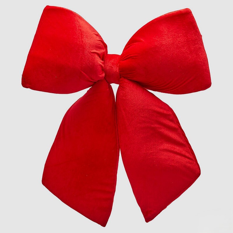 Fiocco natalizio in velluto rosso 63 x 60 cm, utilizzabile come puntale alternativo per l'albero di Natale