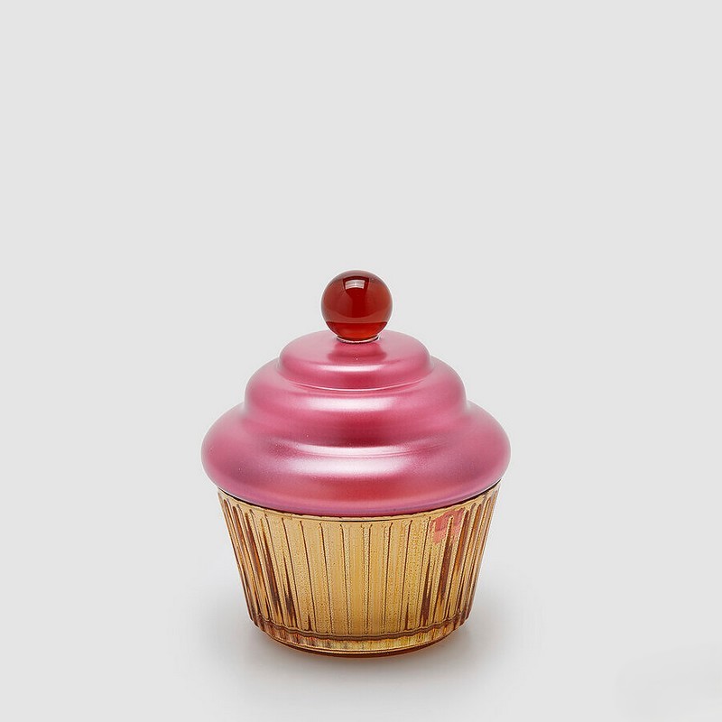 Candela in barattolo a forma di cupcake profumata mirtillo e melograno