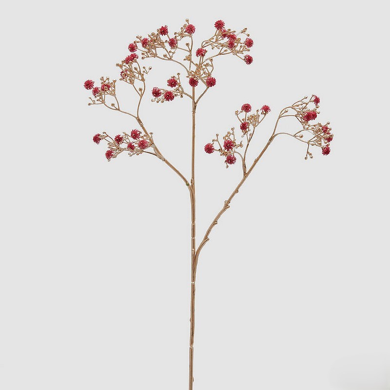 Ramo artificiale oro con fiori di gypsophila rossa
