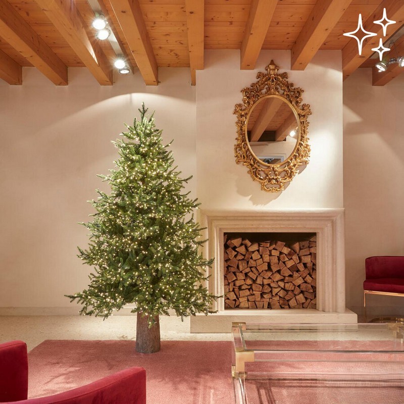 Albero di Natale alto 180 x 136 cm con 2664 rami e 3000 luci preinstallate