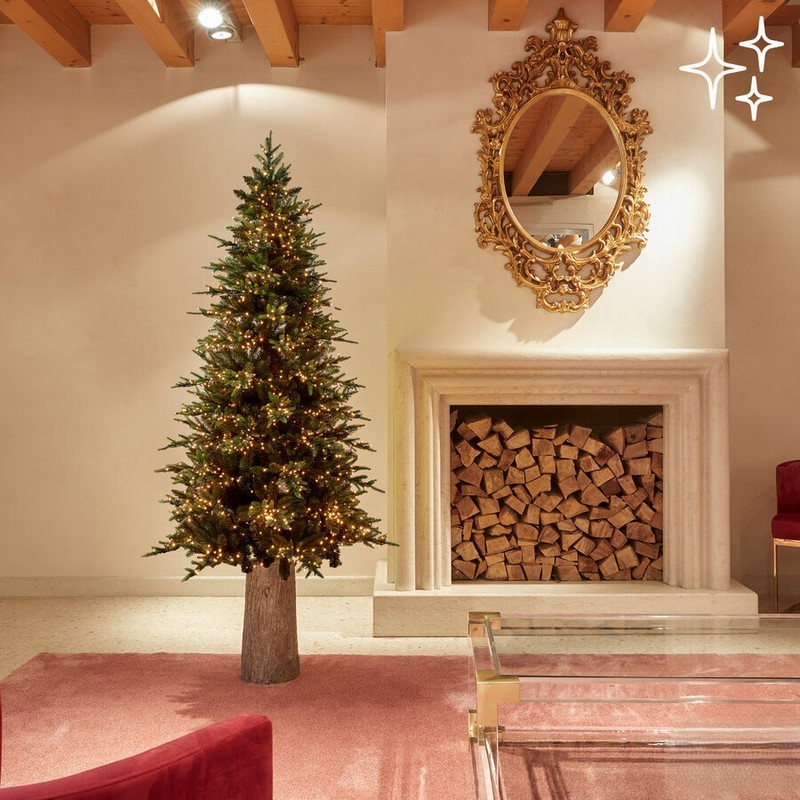 Albero di Natale alto 180 x 100 cm con 1839 rami e 2000 luci preinstallate