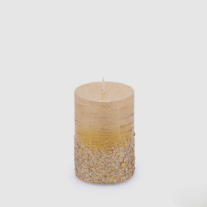 Candela oro con base glitter, non profumata