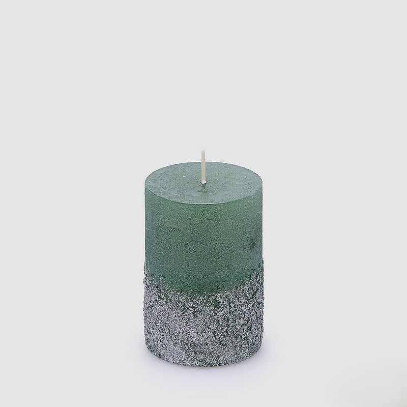 Candela verde con base glitter, non profumata