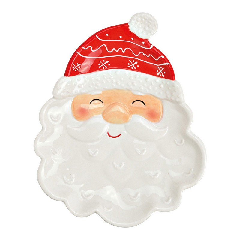 Piatto a forma di Babbo Natale in ceramica dipinto a mano