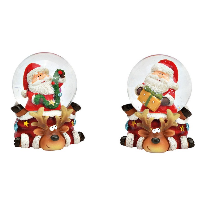 Boule de neige con Babbo Natale e renna in 2 varianti assortite