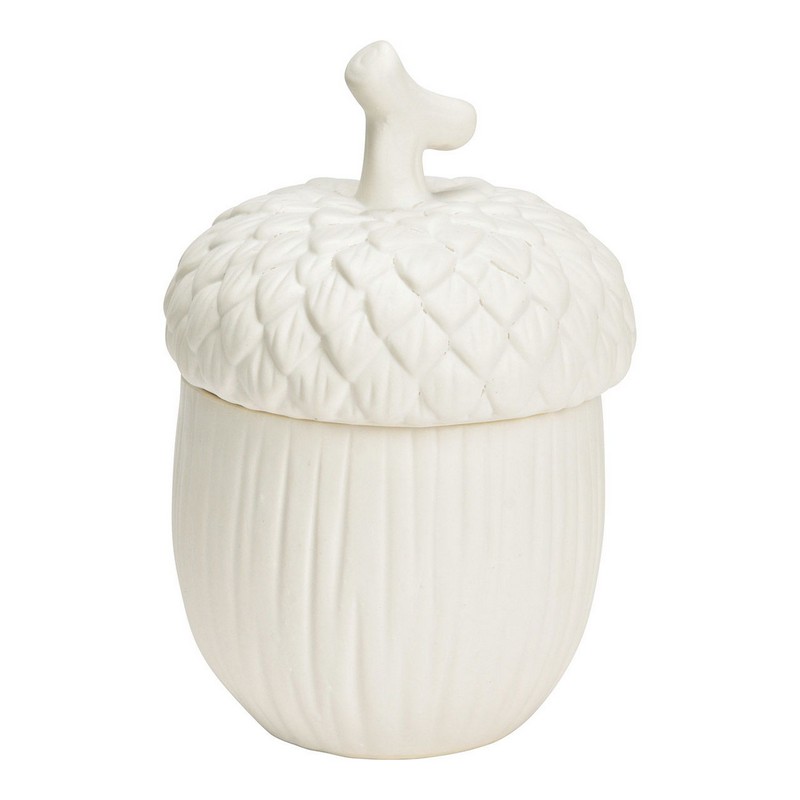 Barattolo ghianda in ceramica bianca con coperchio
