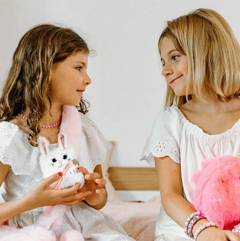 Diario segreto per bambini con copertina coniglio con pelo bianco, include lucchetto e penna